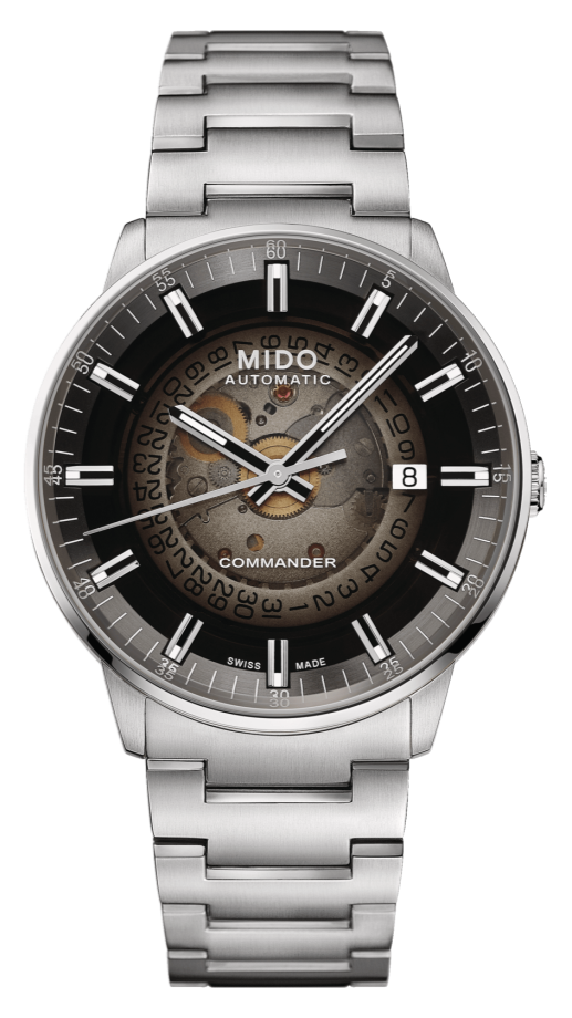 Buy Shop Mido Commander Automatic Gradient Black Dial Silver Steel Strap Watch For Men - M021.407.11.411.00 USA Online