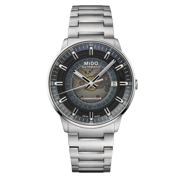 Buy Shop Mido Commander Automatic Gradient Blue Dial Silver Steel Strap Watch For Men - M021.407.11.411.01 USA Online