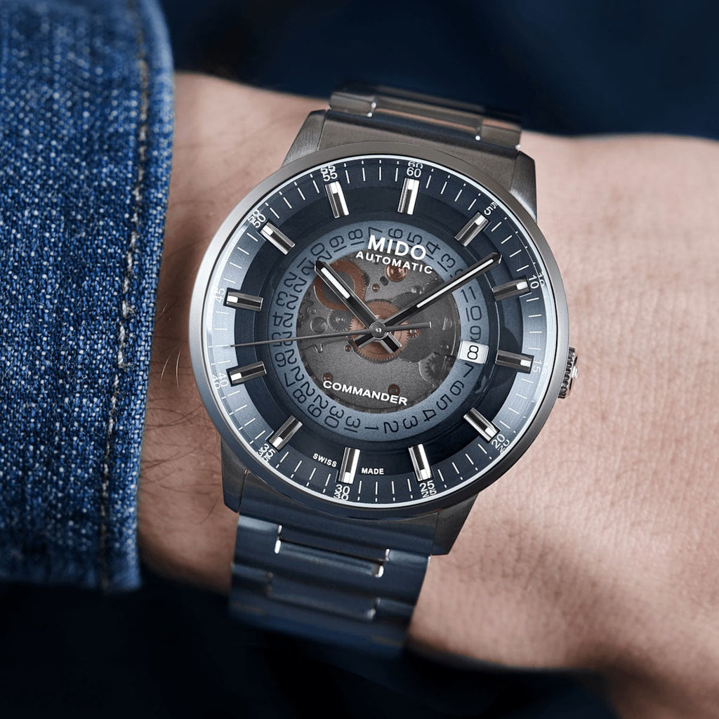 Buy Shop Mido Commander Automatic Gradient Black Dial Silver Steel Strap Watch For Men - M021.407.11.411.00 USA Online