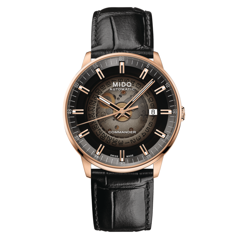 Buy Shop Mido Commander Automatic Black Dial Black Leather Strap Watch For Men - M021.407.36.411.00 USA Online