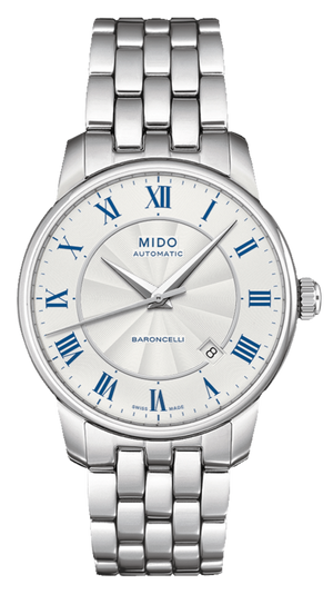 Buy Shop Mido Baroncelli III Automatic Silver Dial Silver Steel Strap Watch For Men - M8600.4.21.1 USA Online