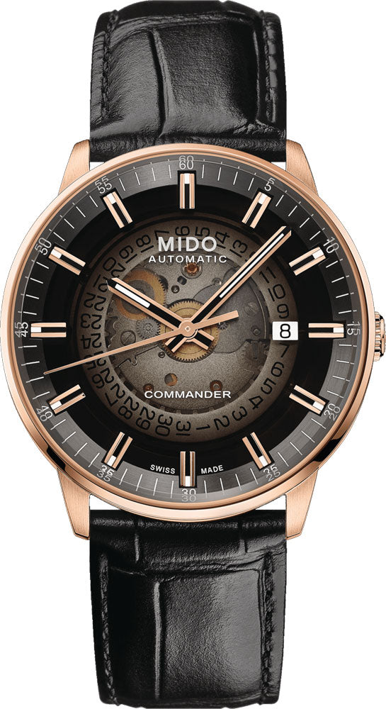 Buy Shop Mido Commander Automatic Black Dial Black Leather Strap Watch For Men - M021.407.36.411.00 USA Online