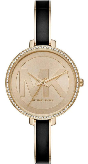 Buy Shop Michael Kors Jaryn Quartz Gold Dial Black Steel Strap Watch For Women - MK4544 USA Online