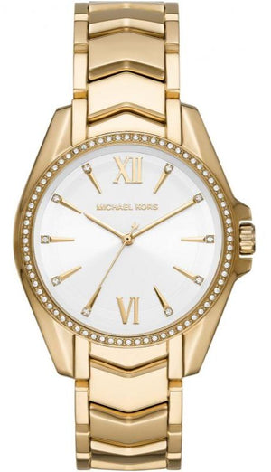 Buy Shop Michael Kors Whitney Three-Hand White Dial Gold Steel Strap Watch For Women - MK6693 USA Online