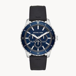 Buy Shop Michael Kors Cunningham Multifunction Blue Dial Black Rubber Strap Watch For Men - MK7160 USA Online