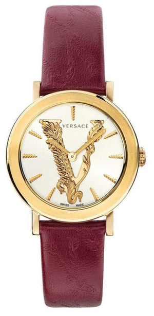 Buy Shop Versace Virtus White Dial Red Leather Strap Watch for Women - VEHC00219 USA Online