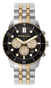 Buy Shop Michael Kors Cunningham Chronograph Black Dial Two Tone Steel Strap Watch For Men - MK8964 USA Online