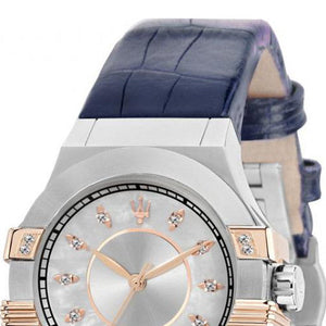 Buy Shop Maserati Potenza Diamonds Silver Dial Blue Leather Strap Watch For Women - R8851108502 USA Online