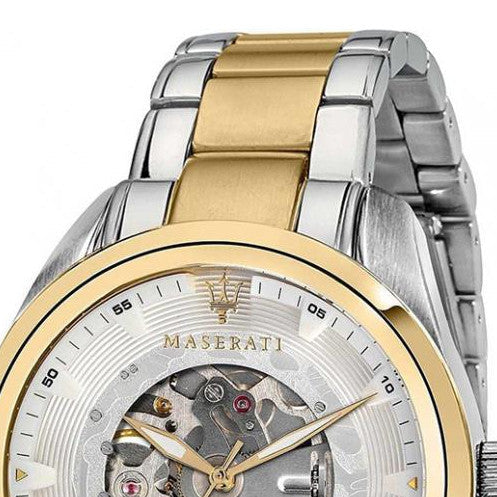 Buy Shop Maserati Traguardo Automatic White Skeleton Dial Two Tone Steel Strap Watch For Men - R8823112003 USA Online