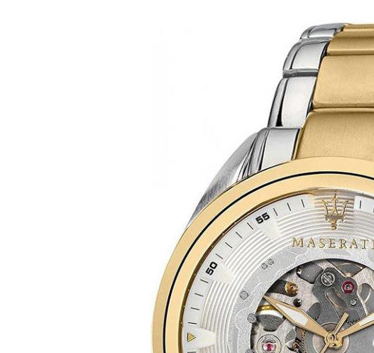 Buy Shop Maserati Traguardo Automatic White Skeleton Dial Two Tone Steel Strap Watch For Men - R8823112003 USA Online