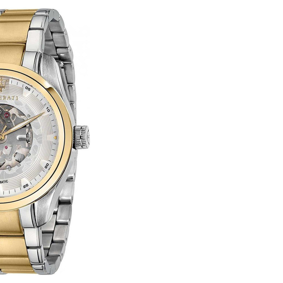 Buy Shop Maserati Traguardo Automatic White Skeleton Dial Two Tone Steel Strap Watch For Men - R8823112003 USA Online