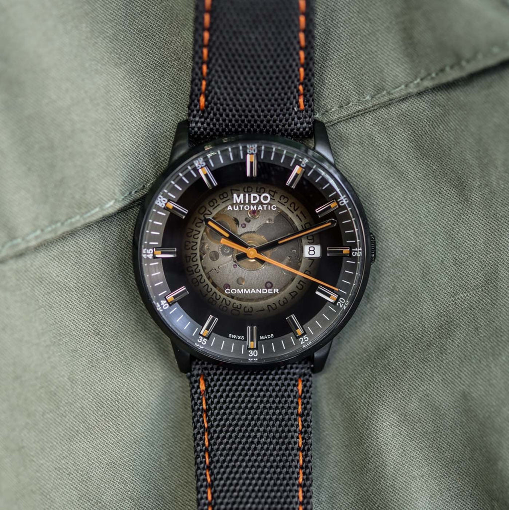 Buy Shop Mido Commander Automatic Gradient Black Dial Black Nylon Strap Watch For Men - M021.407.37.411.00 USA Online
