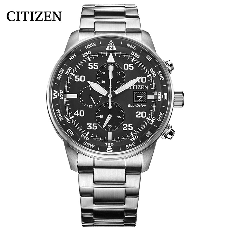 Buy Shop Citizen Eco Drive Chronograph Black Dial Silver Steel Strap Watch For Men - CA0690-88E USA Online