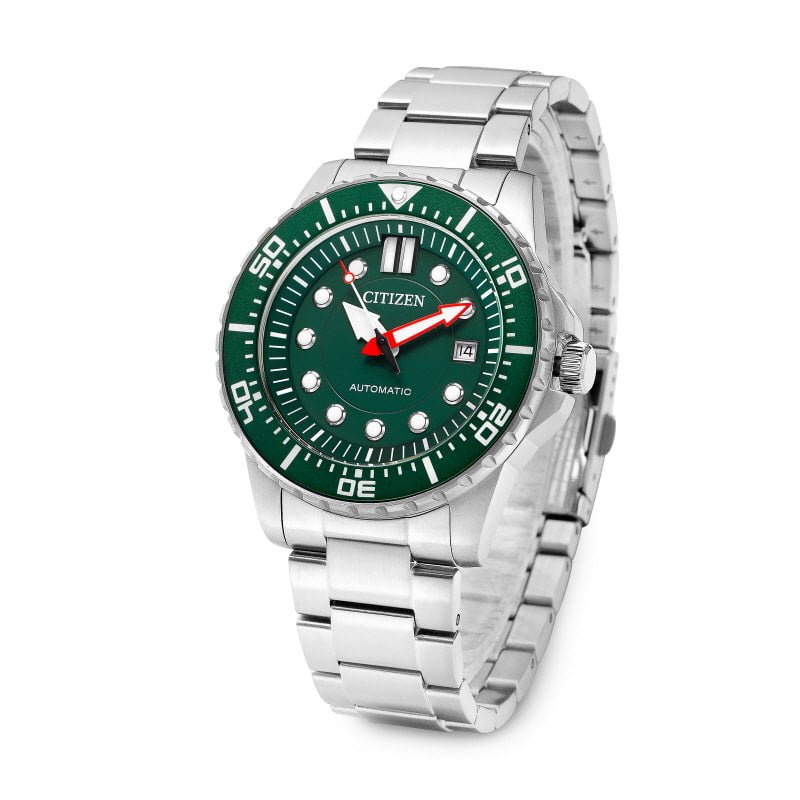 Buy Shop Citizen Promaster Mechanical Green Dial Silver Steel Strap Watch For Men - NJ0129-87X USA Online