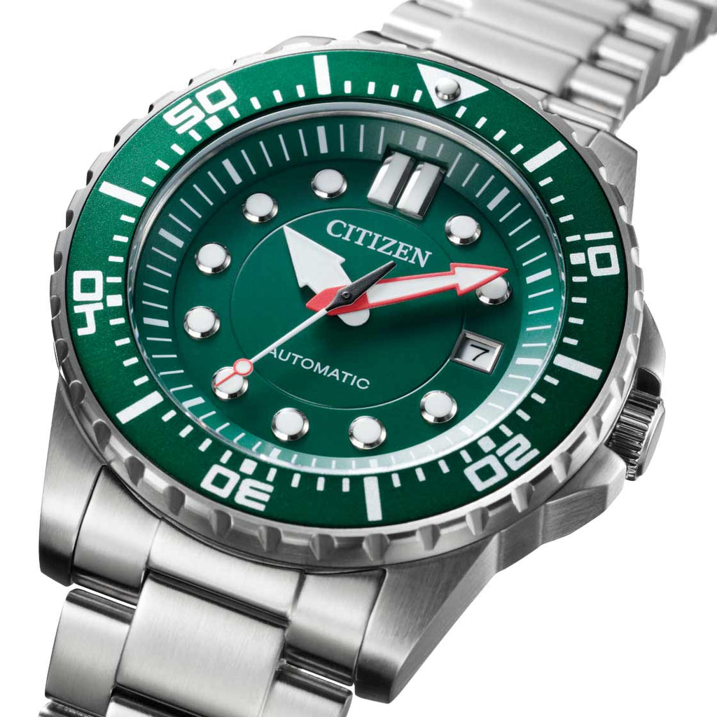 Buy Shop Citizen Promaster Mechanical Green Dial Silver Steel Strap Watch For Men - NJ0129-87X USA Online