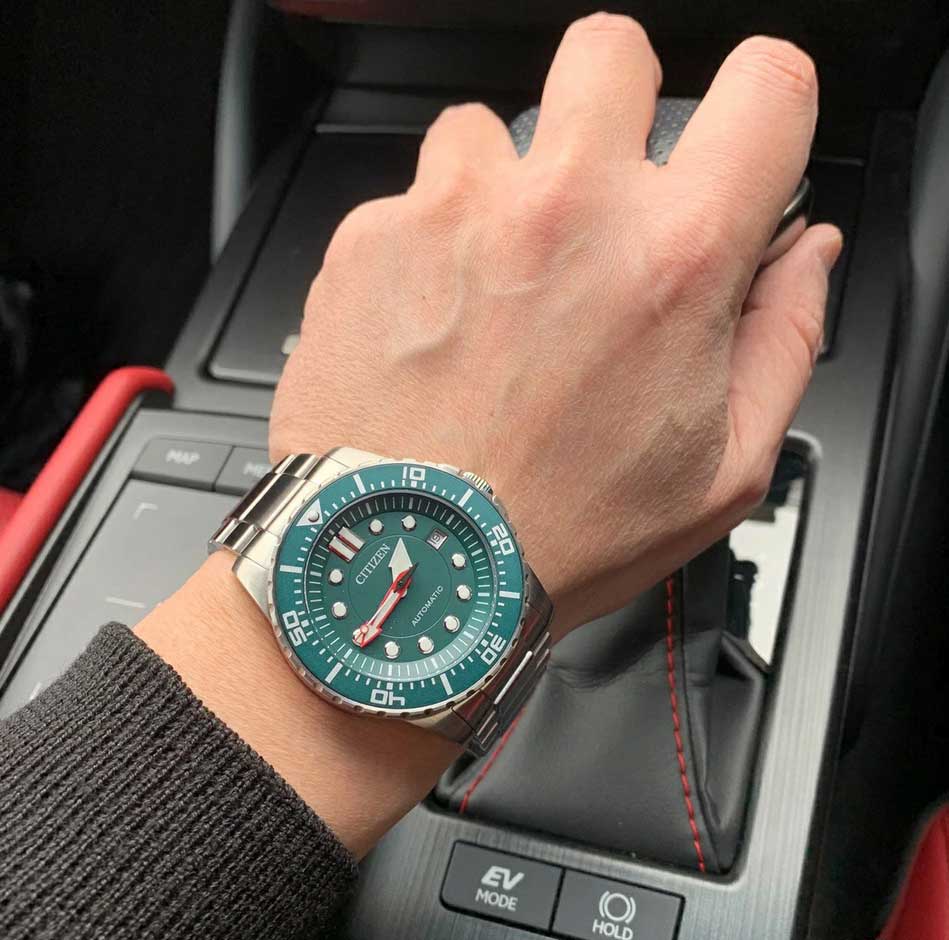 Buy Shop Citizen Promaster Mechanical Green Dial Silver Steel Strap Watch For Men - NJ0129-87X USA Online