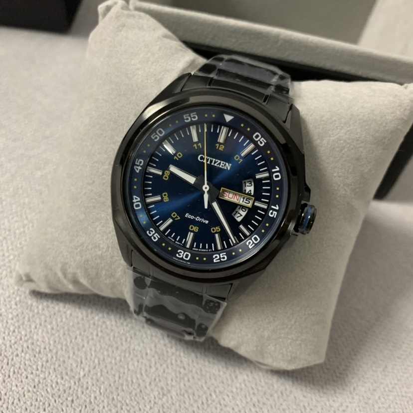 Buy Shop Citizen Eco Drive Blue Dial Black Steel Strap Watch For Men - AW0024-58LB USA Online