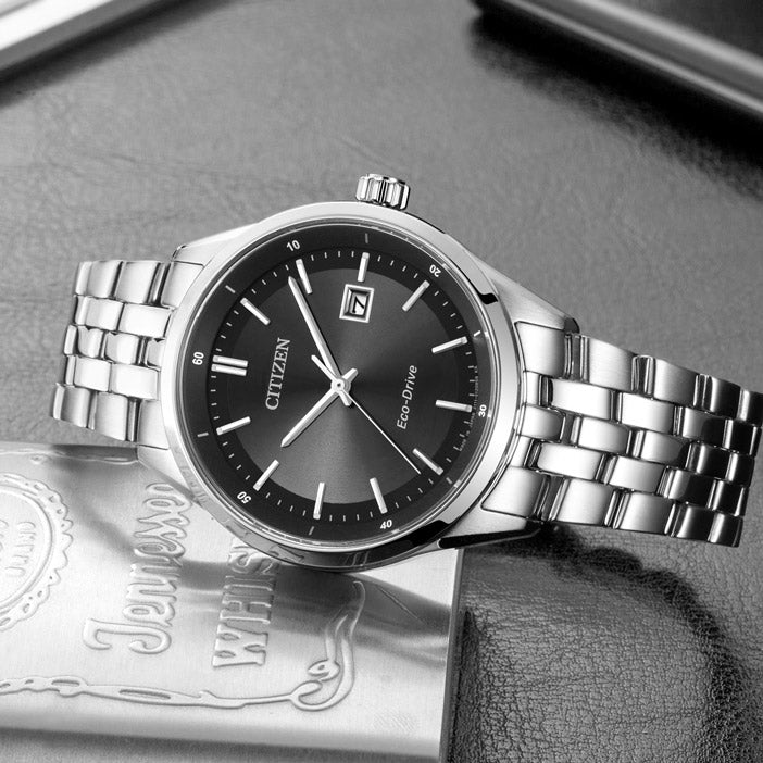 Buy Shop Citizen Eco Drive Black Dial Silver Steel Strap Watch For Men - BM7250-56E USA Online