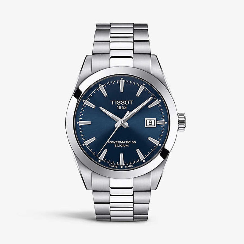 Buy Shop Tissot Gentlemen Powermatic 80 Silicium Blue Dial Silver Steel Strap Watch For Men - T127.407.11.041.00 USA Online