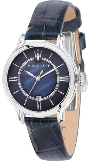 Buy Shop Maserati Epoca Blue Dial Blue Leather Strap Watch For Women - R8851118502 USA Online