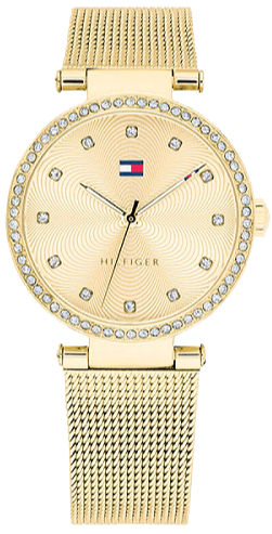 Buy Shop Tommy Hilfiger Lynn Quartz Gold Dial Gold Mesh Bracelet Watch For Women - 1781864 USA Online