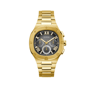 Buy Shop Guess Headliner Multifunction Black Dial Gold Steel Strap Watch For Men - GW0572G2 USA Online