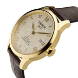 Buy Shop Tissot Le Locle Automatic Gold Dial Brown Leather Strap Watch For Men - T41.5.413.73 USA Online