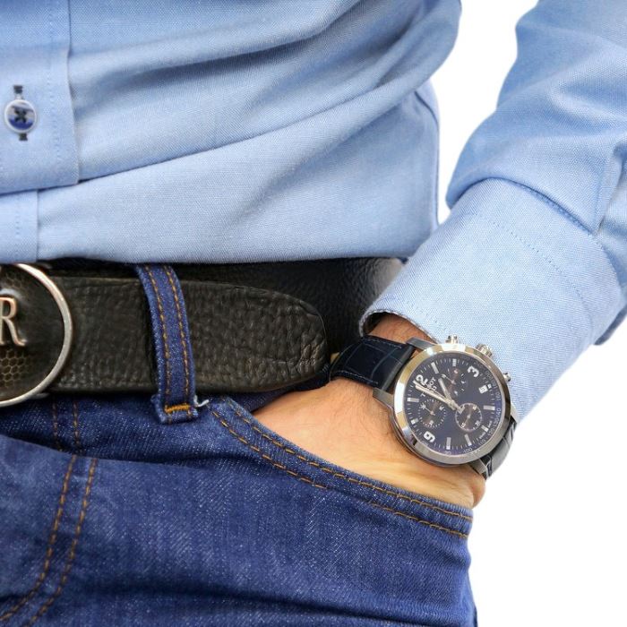 Buy Shop Tissot PRC 200 Chronograph Black Dial Black Leather Strap Watch For Men - T055.417.16.057.00 USA Online