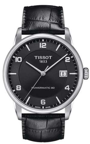 Buy Shop Tissot Luxury Powermatic 80 Black Dial Black Leather Strap Watch For Men - T086.407.16.057.00 USA Online