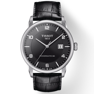 Buy Shop Tissot Luxury Powermatic 80 Black Dial Black Leather Strap Watch For Men - T086.407.16.057.00 USA Online