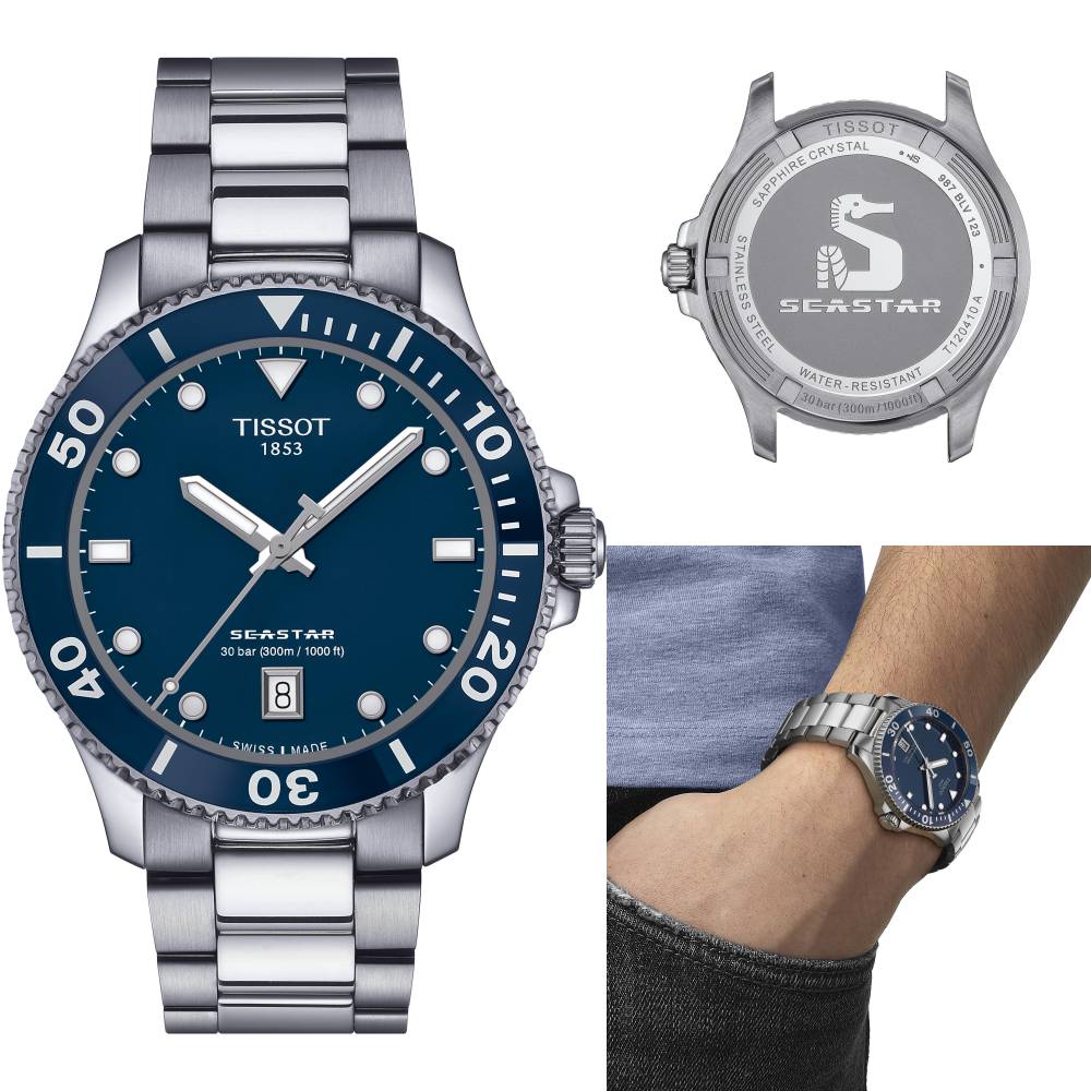 Tissot Seastar 1000 Blue Dial Silver Steel Strap Watch For Men - T120.410.11.041.00