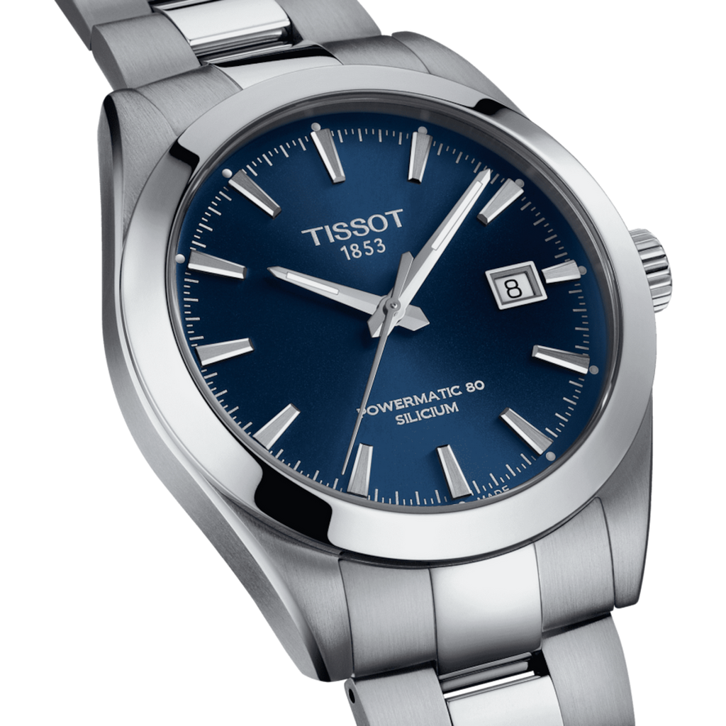 Buy Shop Tissot Gentlemen Powermatic 80 Silicium Blue Dial Silver Steel Strap Watch For Men - T127.407.11.041.00 USA Online