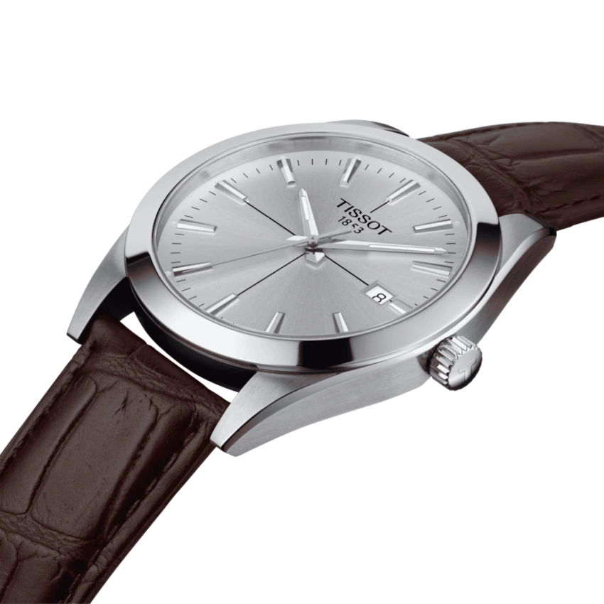 Buy Shop Tissot Gentlemen Silver Dial Brown Leather Strap Watch for Men - T127.410.16.031.01 USA Online