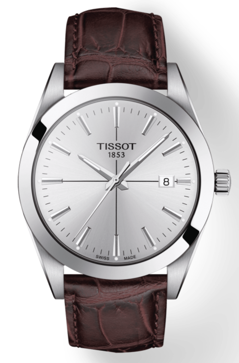 Buy Shop Tissot Gentlemen Silver Dial Brown Leather Strap Watch for Men - T127.410.16.031.01 USA Online