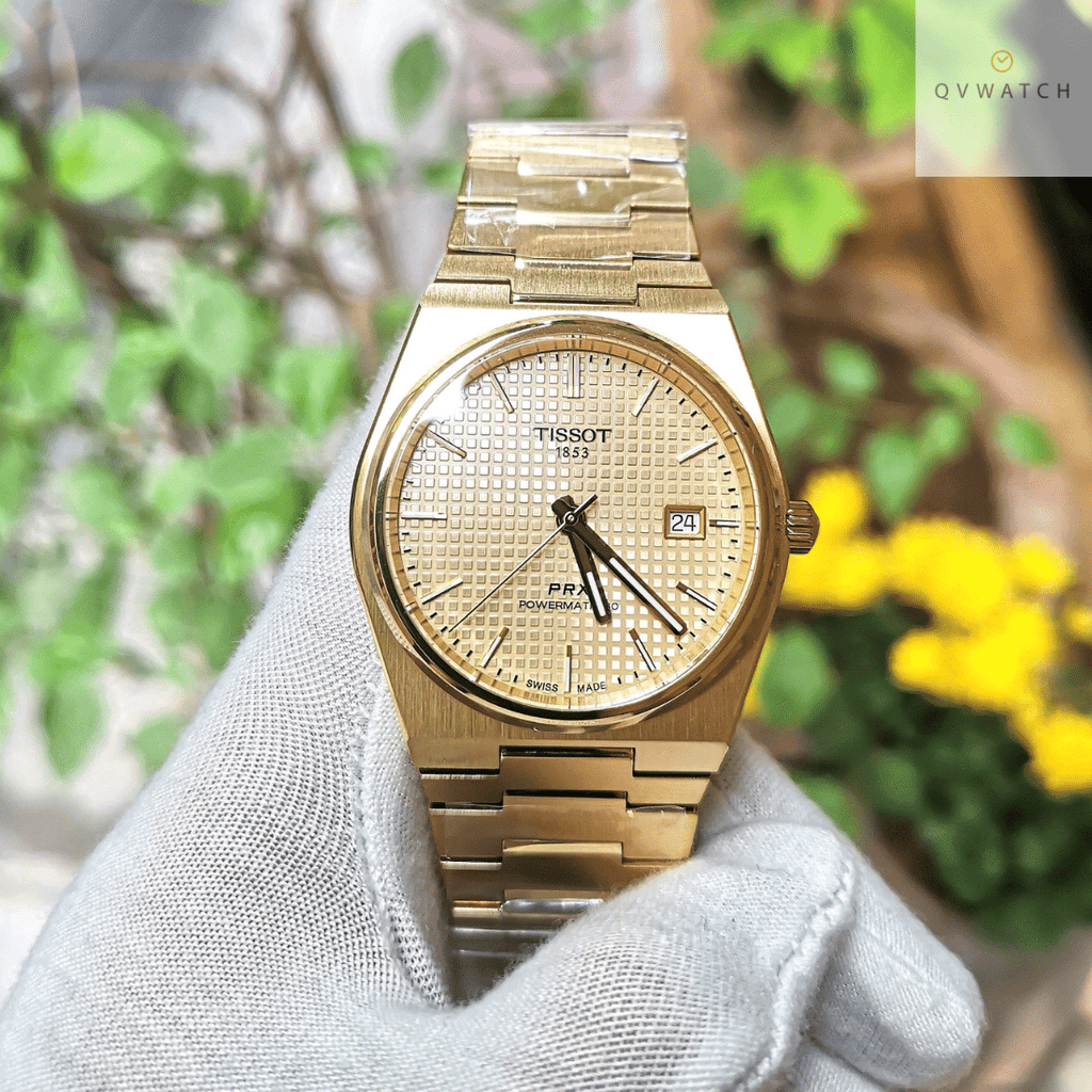 Tissot PRX Powermatic 80 Gold Dial Gold Steel Strap Watch for Men - T137.407.33.021.00