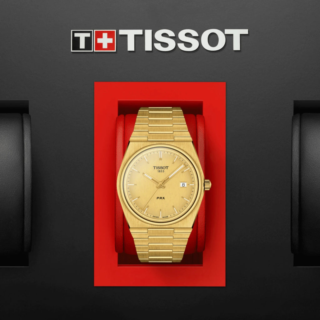 Buy Shop Tissot PRX Champagne Yellow Gold Dial Gold Steel Strap Watch for Men - T137.410.33.021.00 USA Online