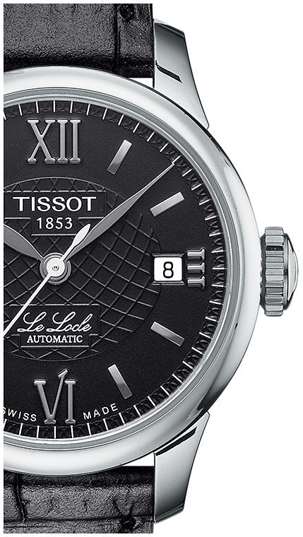 Buy Shop Tissot Le Locle Automatic Lady Black Dial Black Leather Strap Watch for Women - T41.1.123.57 USA Online