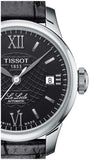 Buy Shop Tissot Le Locle Automatic Lady Black Dial Black Leather Strap Watch for Women - T41.1.123.57 USA Online
