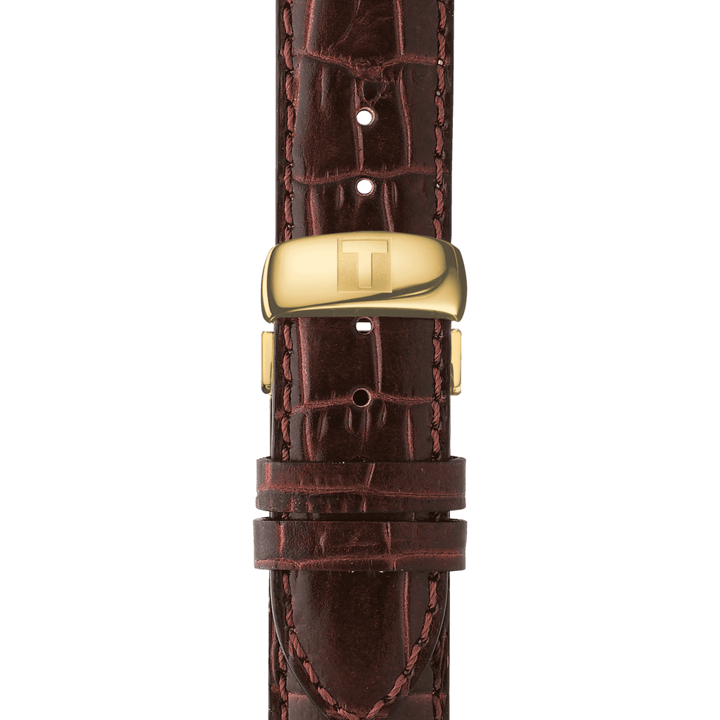 Buy Shop Tissot Le Locle Automatic Gold Dial Brown Leather Strap Watch For Men - T41.5.413.73 USA Online