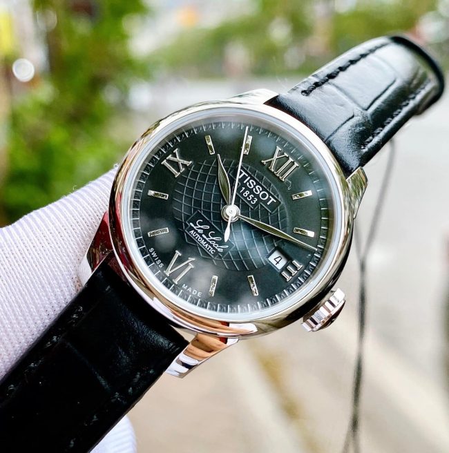 Buy Shop Tissot Le Locle Automatic Lady Black Dial Black Leather Strap Watch for Women - T41.1.123.57 USA Online