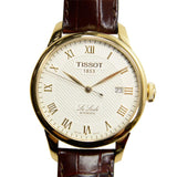 Buy Shop Tissot Le Locle Automatic Gold Dial Brown Leather Strap Watch For Men - T41.5.413.73 USA Online