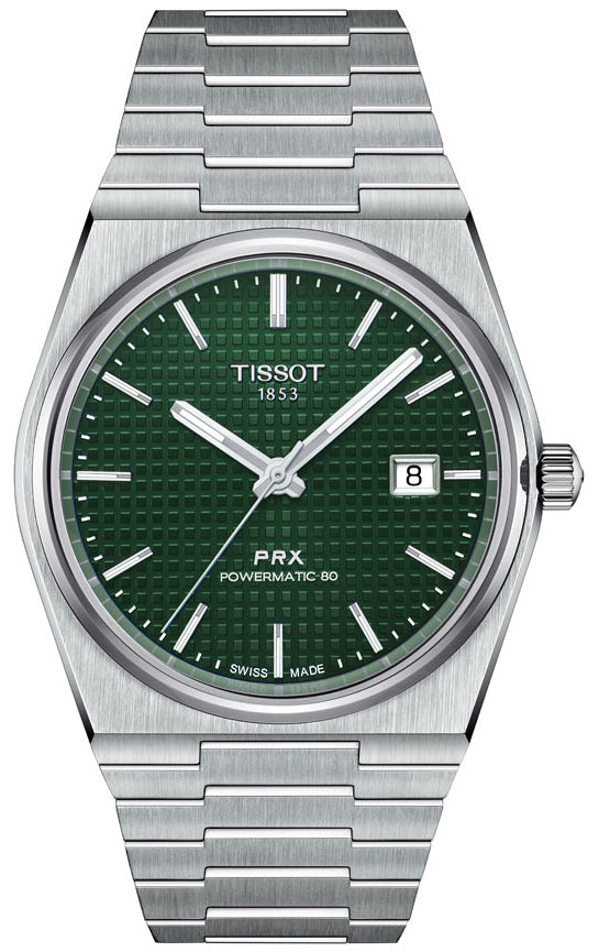 Buy Shop Tissot PRX Powermatic 80 Green Dial Silver Steel Strap Watch For Men - T137.407.11.091.00 USA Online