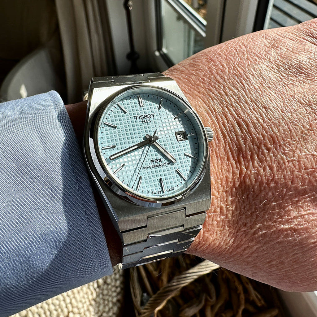 Buy Shop Tissot PRX Powermatic 80 Ice Blue Tiffany Dial Silver Steel Strap Watch for Men - T137.407.11.351.00 USA Online