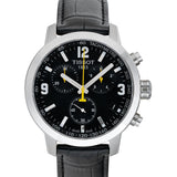 Buy Shop Tissot PRC 200 Chronograph Black Dial Black Leather Strap Watch For Men - T055.417.16.057.00 USA Online