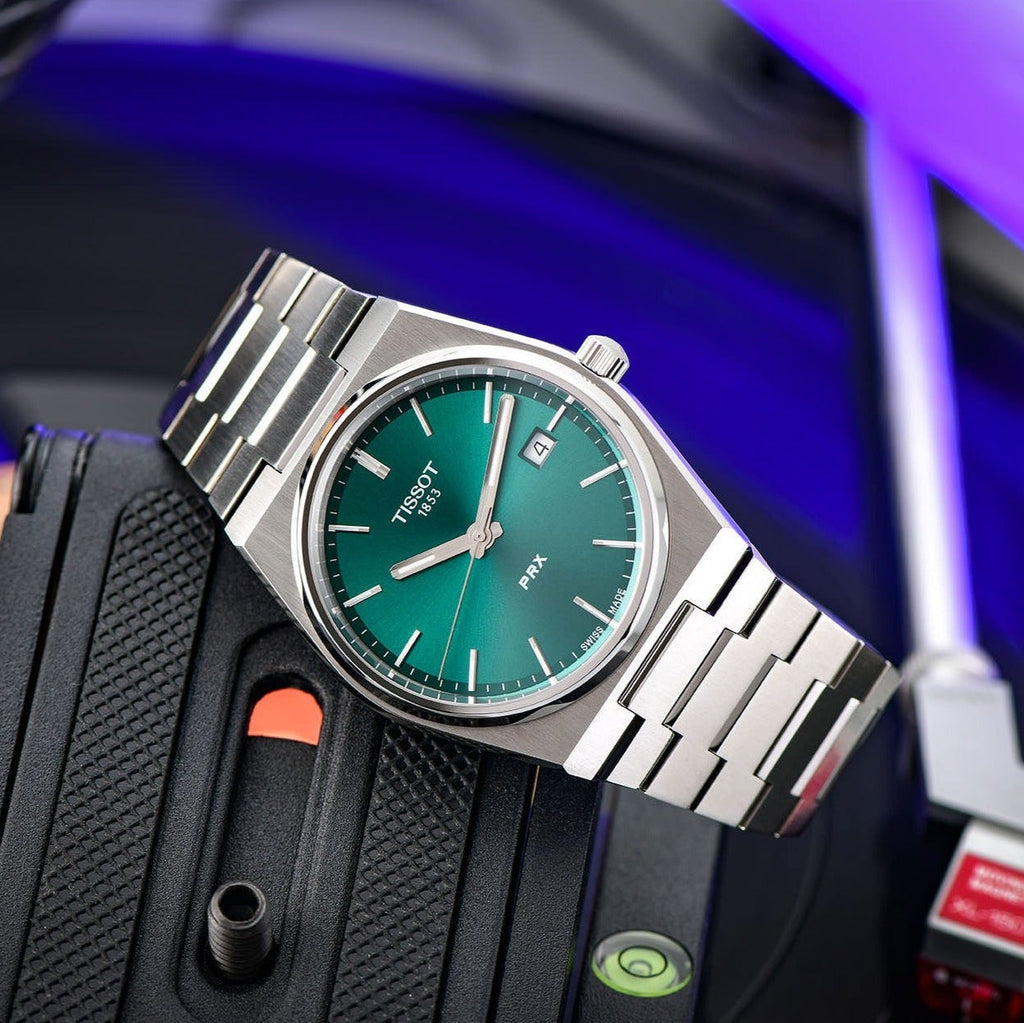 Buy Shop Tissot PRX Green Dial Silver Steel Strap Watch For Men - T137.410.11.091.00 USA Online