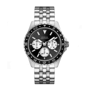 Buy Shop Guess Odyssey Black Dial Silver Steel Strap Watch For Men - W1107G1 USA Online