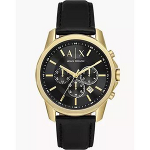 Buy Shop Armani Exchange Outerbanks Chronograph Black Dial Black Leather Strap Watch For Men - AX7133 USA Online