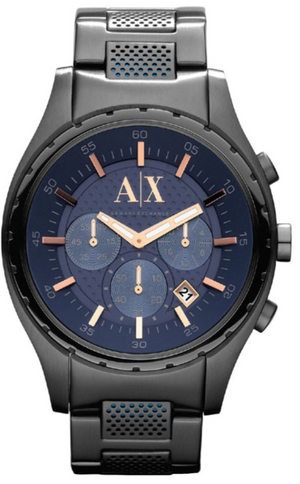 Buy Shop Armani Exchange Chronograph Blue Dial Grey Steel Strap Watch For Men - AX1166 USA Online
