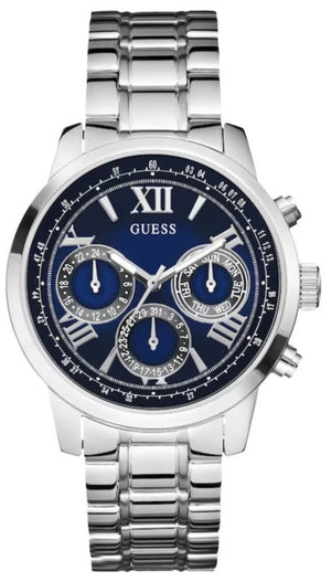 Buy Shop Guess Horizon Chronograph Quartz Blue Dial Silver Steel Strap Watch for Men - W0379G3 USA Online