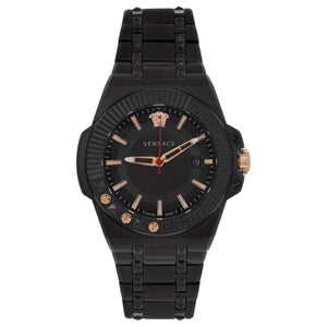 Buy Shop Versace Chain Reaction Quartz Black Dial Black Steel Strap Watch for Men - VEDY00719 USA Online